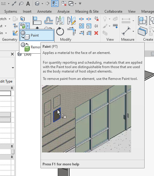 REVIT - Ferramenta Paint