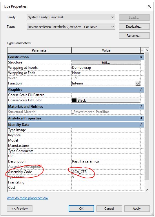 REVIT - Classificação de paredes