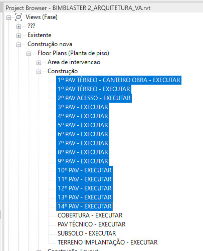 REVIT - Seleção de múltiplas vistas no Browser