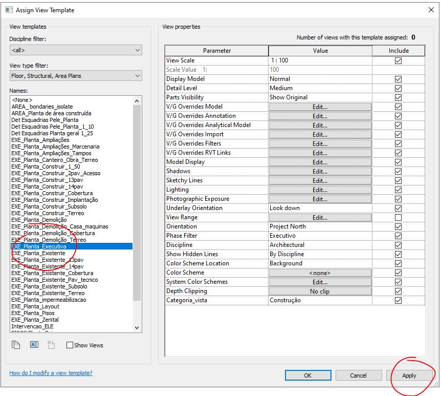 REVIT - Aplicação de Modelos de Vistas