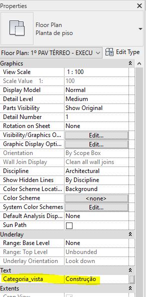 REVIT - Parâmetro de vista