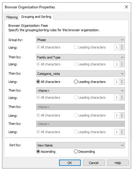 REVIT - Navegador por fase, tipo e categoria