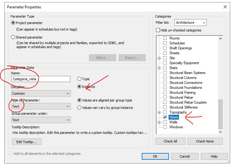 REVIT - Propriedades do parâmetro